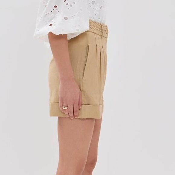 NWT - Figue Women's Uma 100% Linen Shorts in Beige/ Train, Size 8 - Picture 5 of 7